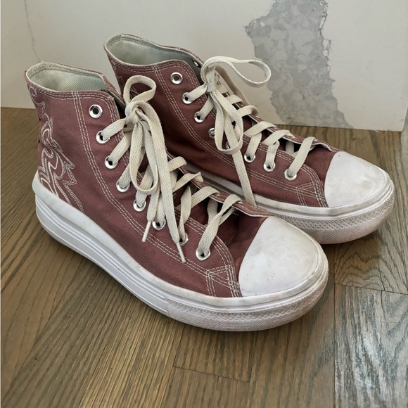 Converse embroidered Chuck Taylor platform high tops women’s size 10.5 - Picture 2 of 9
